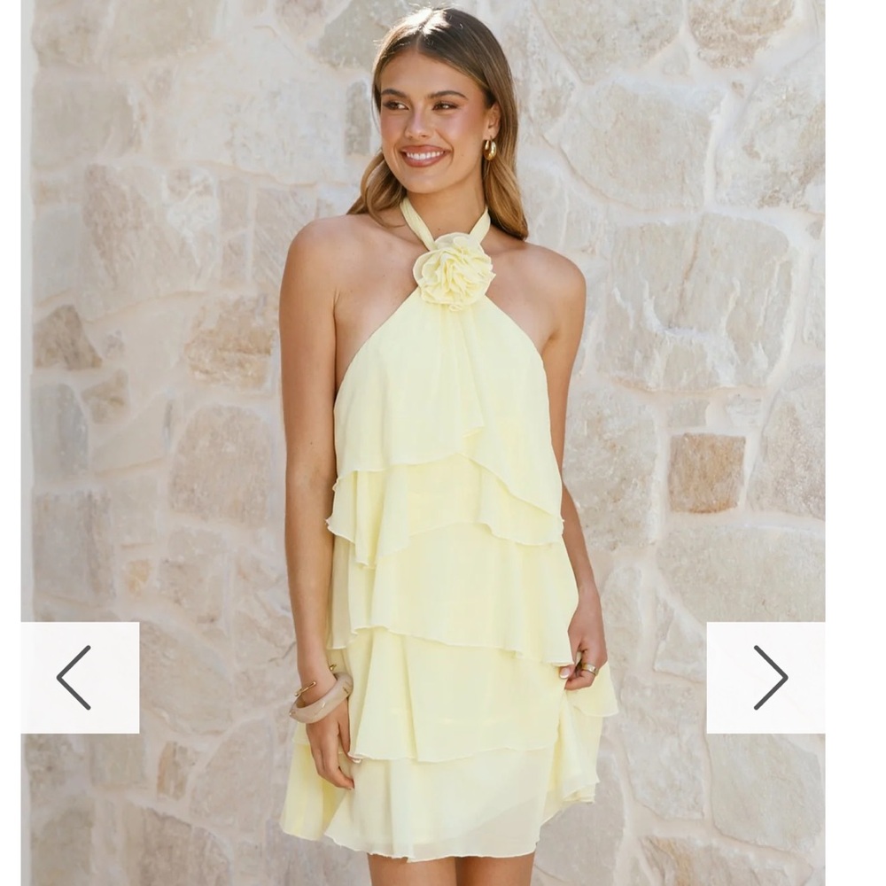Yellow Ruffled Halter Sundress